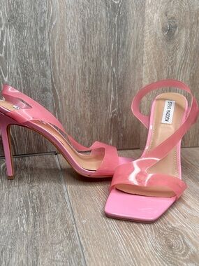 💗 Steve Madden Pink Strappy Heels – Size 11M – Square Toe, Transparent Straps